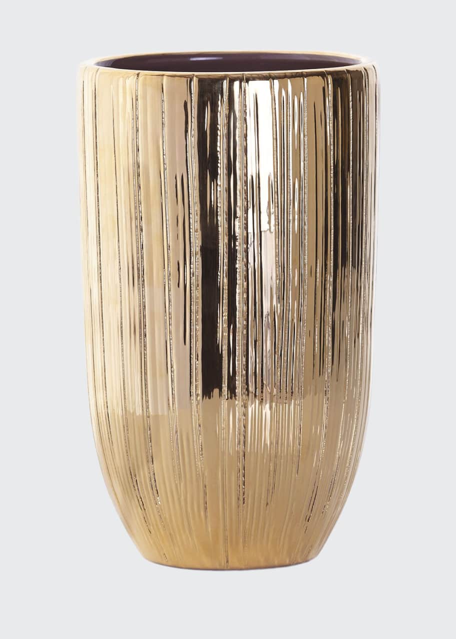 Aerin Combed Textured Small Gold Vase Bergdorf Goodman