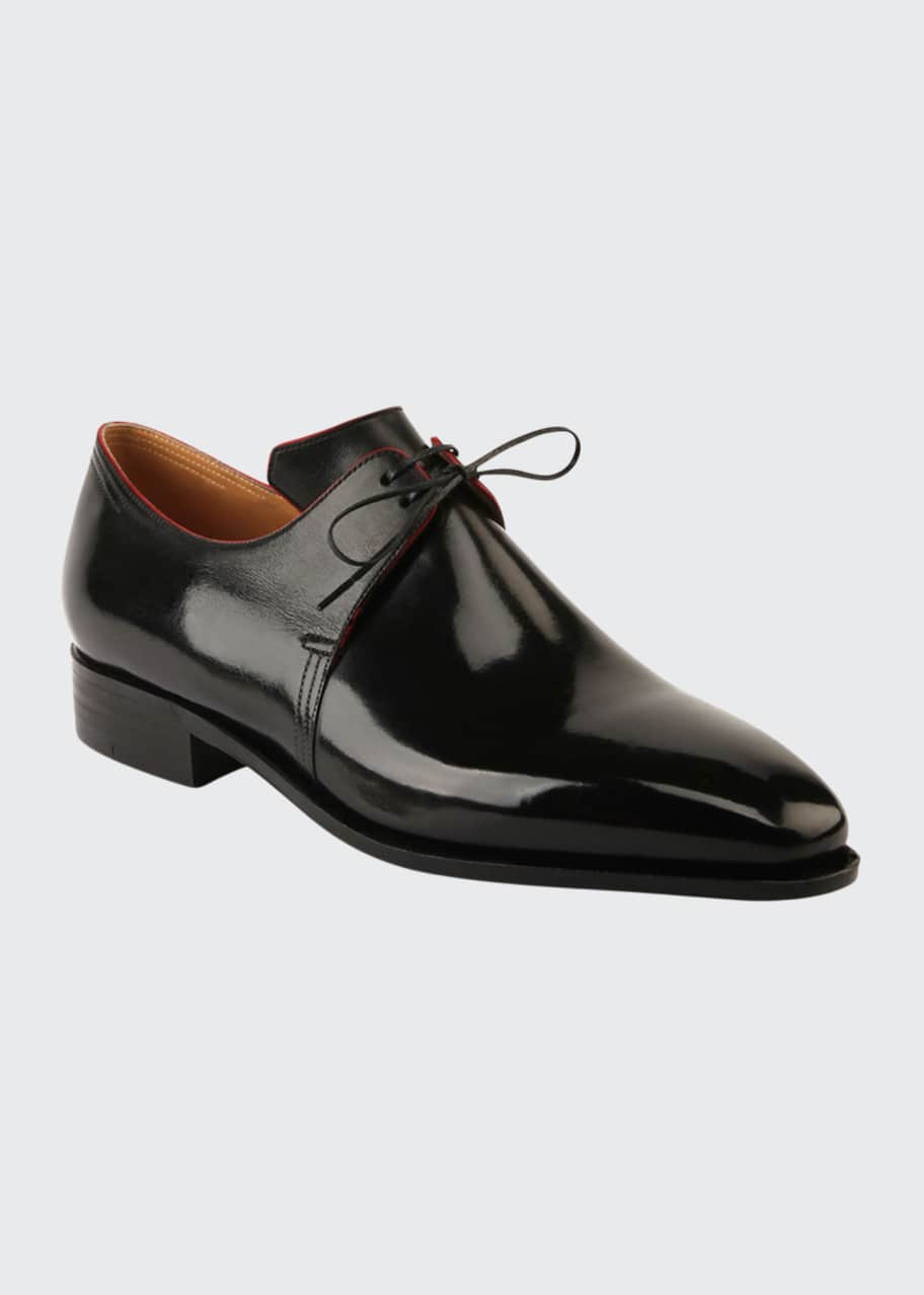 Image 1 of 1: Arca Calf Leather Derby Shoe with Red Piping, Black