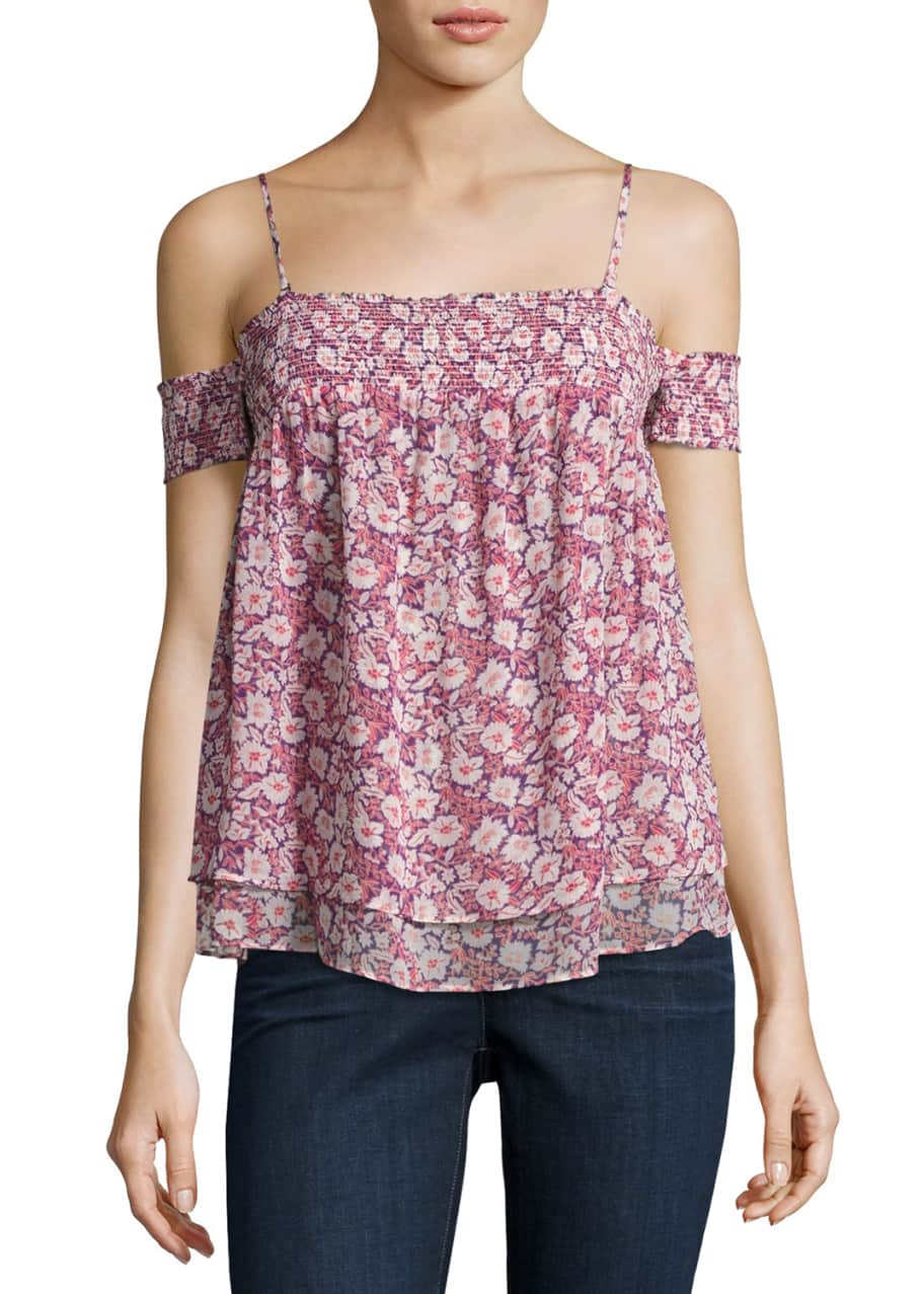 Rebecca Minkoff Pia Cold Shoulder Floral Top Multi Pattern Pink
