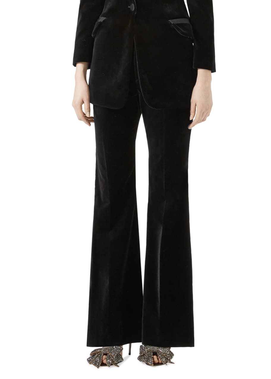 Gucci Flared Velvet Pants, Black - Bergdorf Goodman