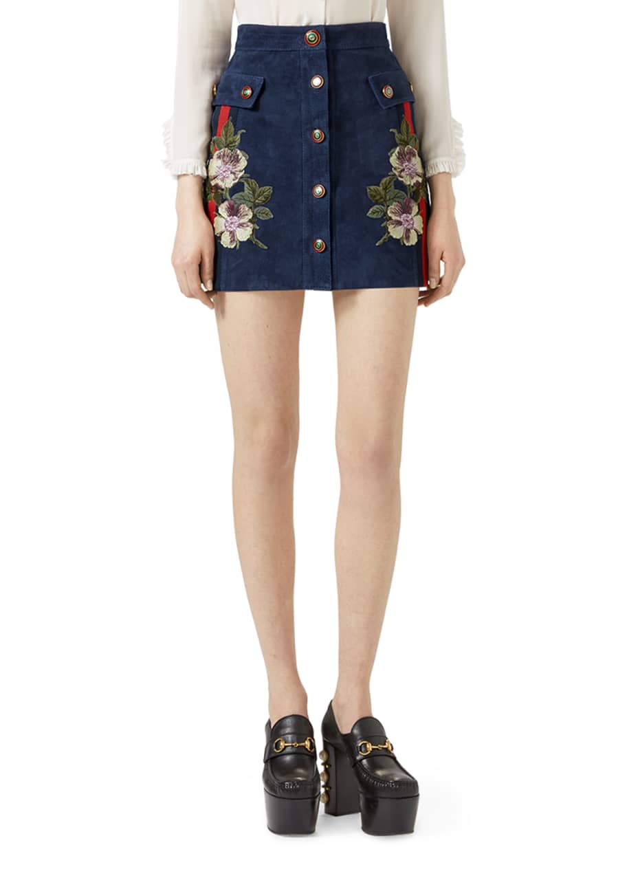 Navy suede deals mini skirt