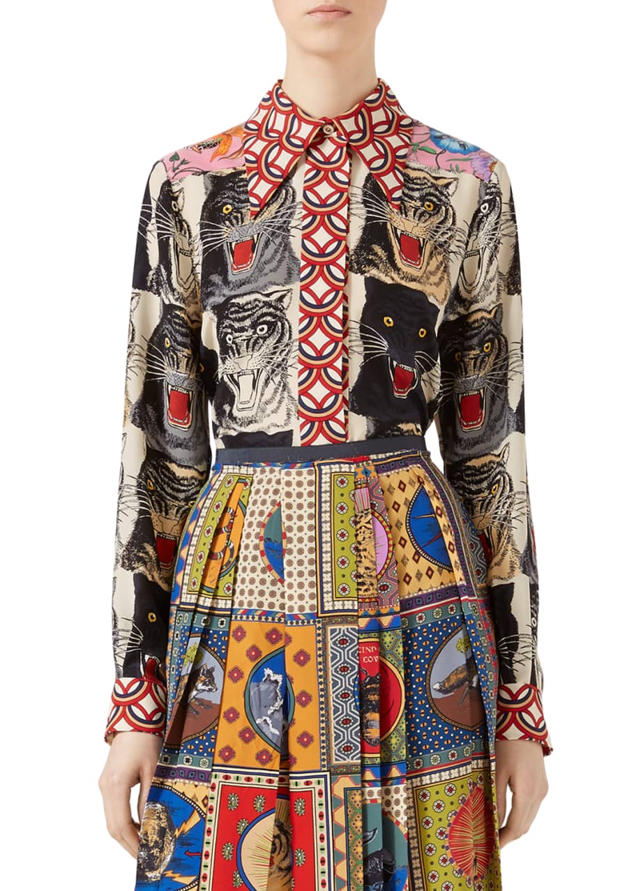 Gucci tiger dress shirt top