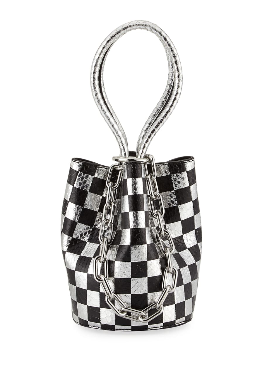 Alexander Wang Roxy Mini Checkered Leather & Snakeskin Bucket Bag