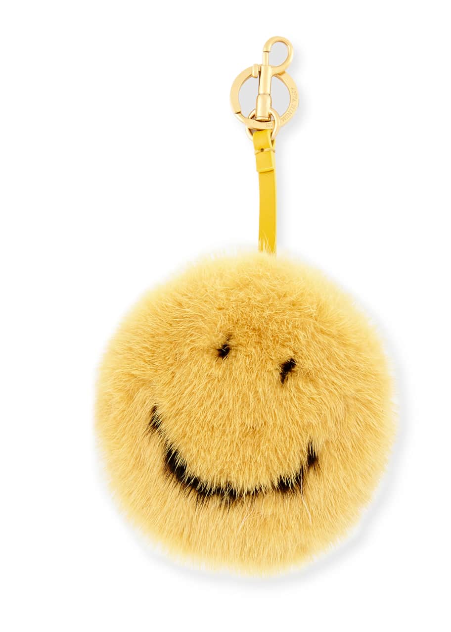 Anya Hindmarch Smiley Mink Fur Bag Charm Bergdorf Goodman