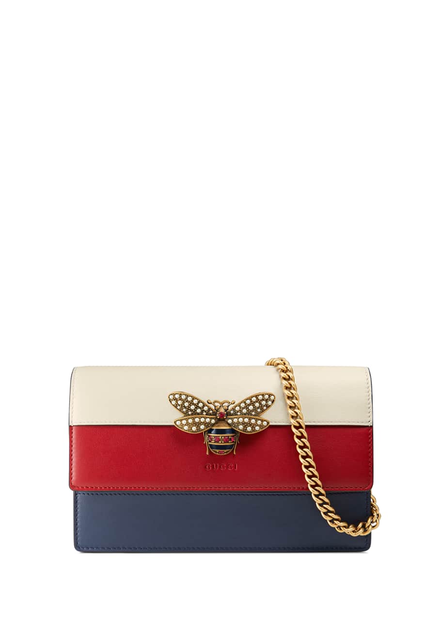 Gucci queen margaret leather bee wallet on chain bag shop