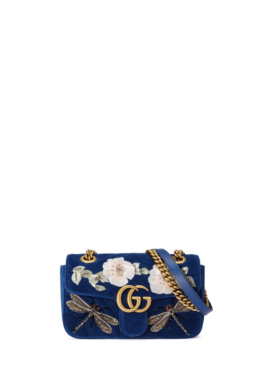 Gucci Marmont 2.0 Embellished Suede Shoulder Bag, Cobalt - Bergdorf Goodman