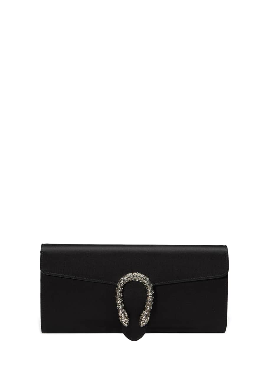 Gucci Dionysus Satin Clutch Bag Black Bergdorf Goodman
