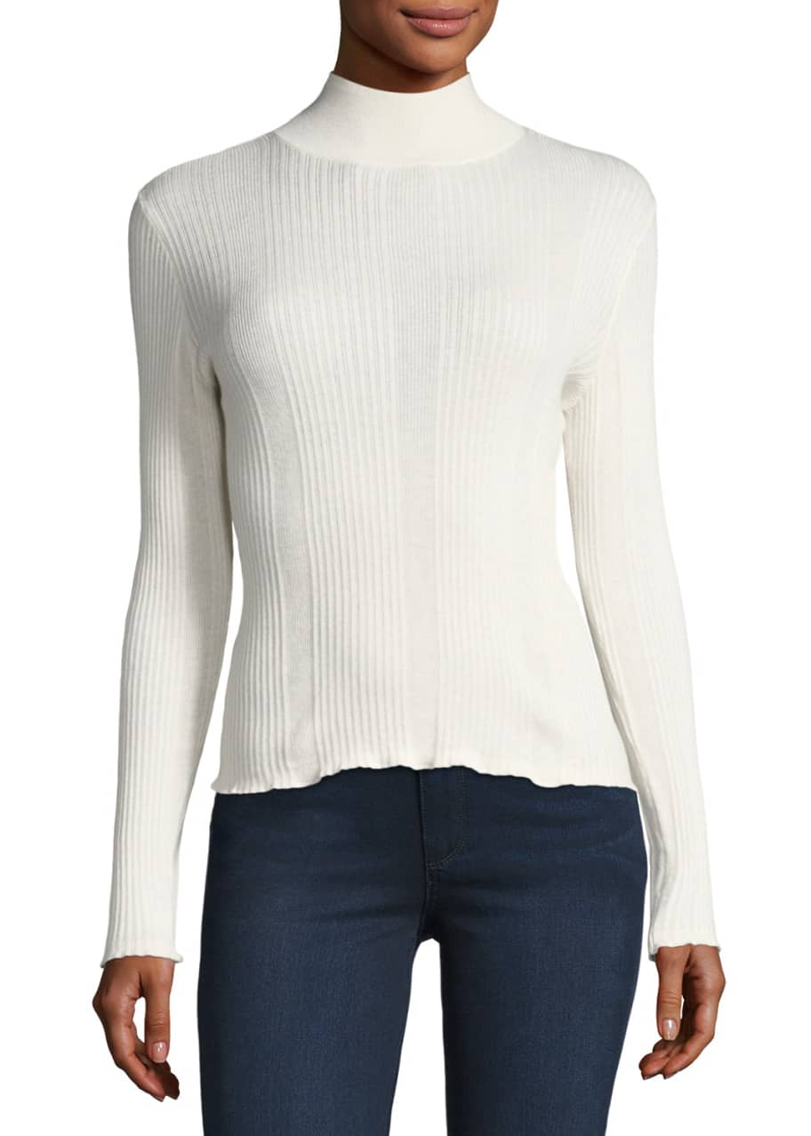 A.P.C. Knit Mock-Neck Sweater, White - Bergdorf Goodman