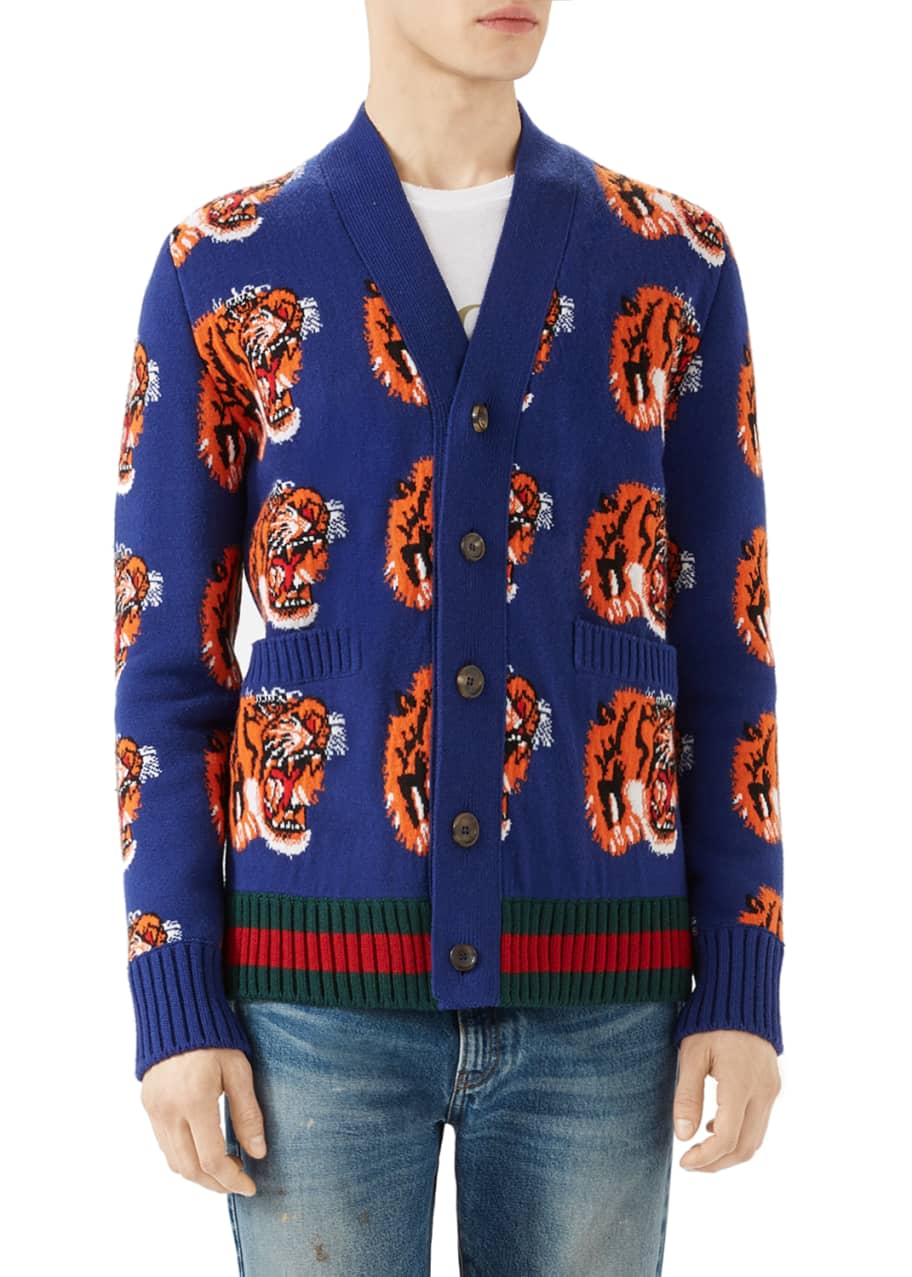 GUCCI: wool cardigan - Blue  Gucci sweater 748025XKDAC online at