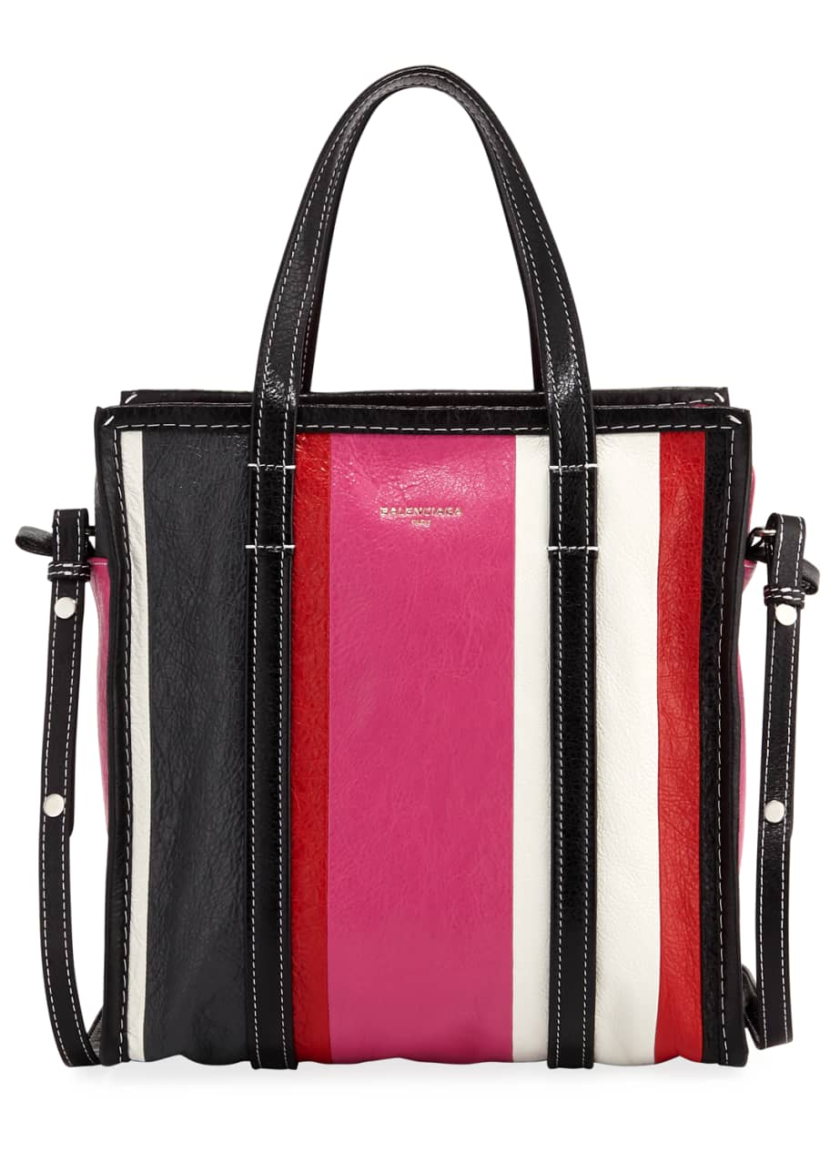 Balenciaga Bazar Shopper Small Striped Leather Tote Bag - Bergdorf Goodman