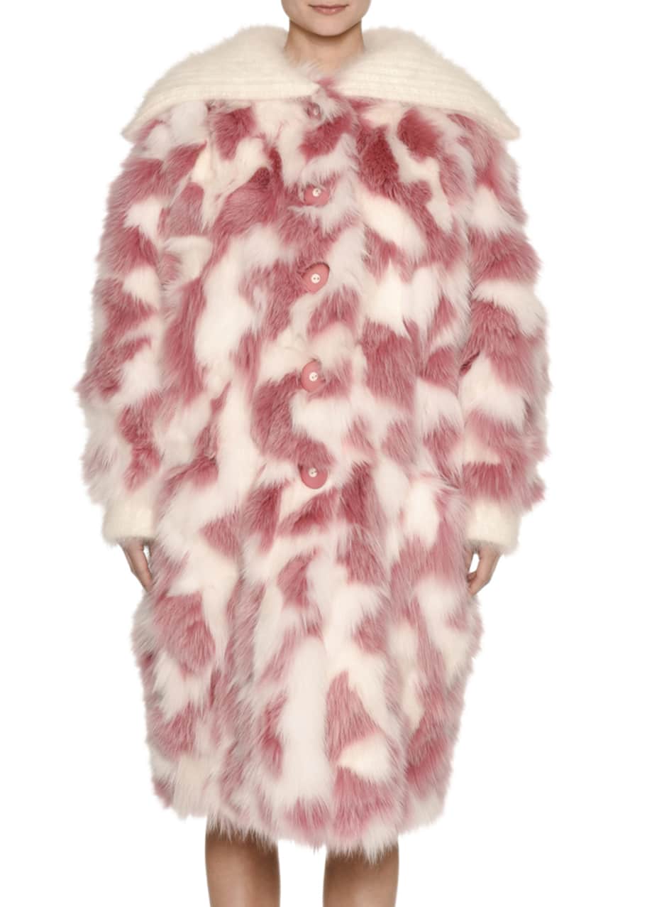 Miu Miu Fox Fur Shawl Collar Coat Pink Bergdorf Goodman