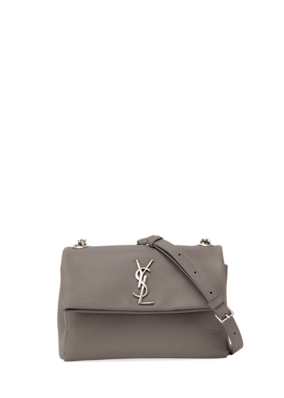 Saint Laurent West Hollywood Monogram Shoulder Bag, 7.1", Light Gray