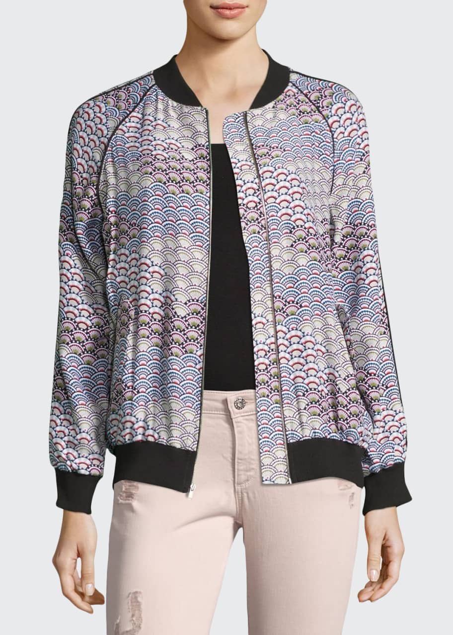 Equipment Kendrix Silk Bomber Jacket White Pattern Bergdorf Goodman