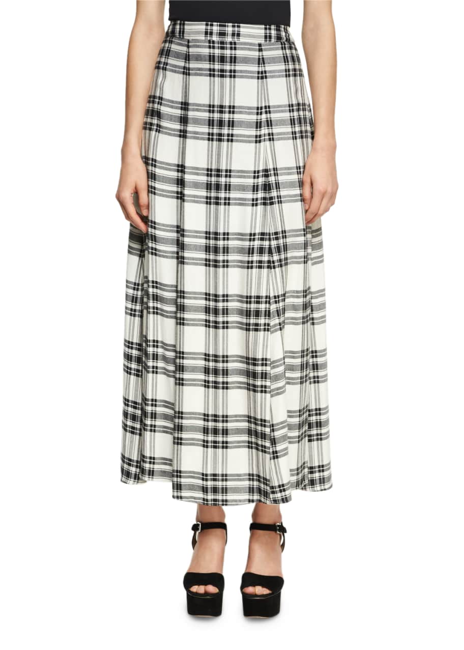 Black and white plaid maxi skirt store