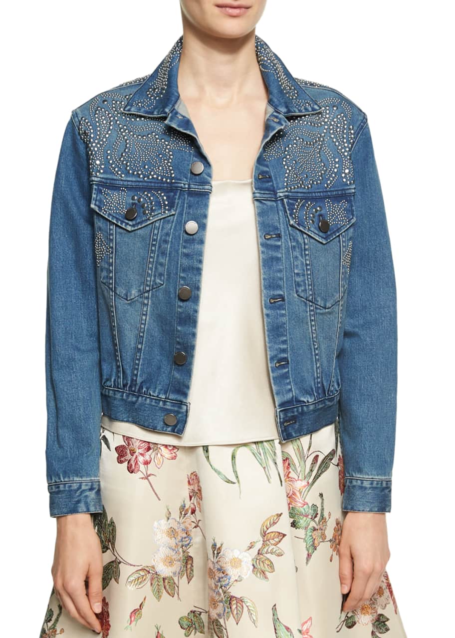Alice and olivia chloe denim jacket discount