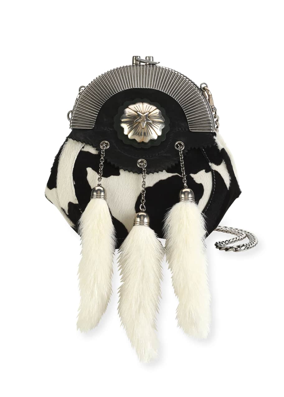 Miu Miu Calf Hair Clutch Bag with Rabbit Fur Charms Bergdorf Goodman