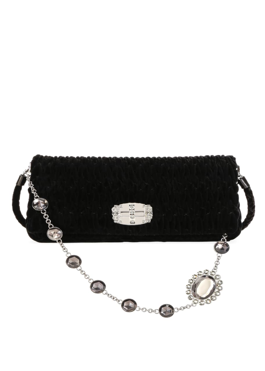 Miu Miu Club Collection Velvet Shoulder Bag, Black Bergdorf Goodman
