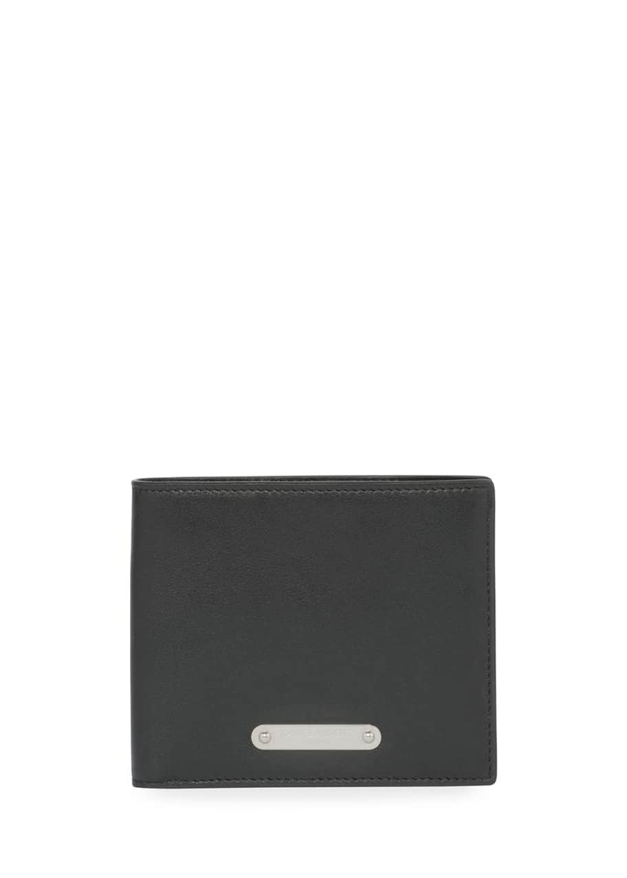 Image 1 of 1: Classic Plaque Leather Bi-Fold Wallet