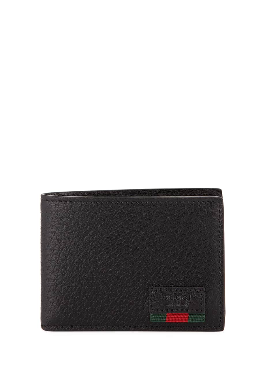 eetbaar werkplaats Krankzinnigheid Gucci Leather Bi-Fold Wallet with Web, Black - Bergdorf Goodman
