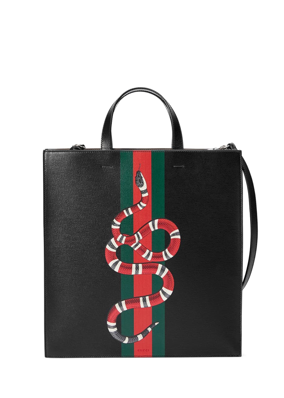 Gucci Web Snake Leather Tote Bag Bergdorf Goodman