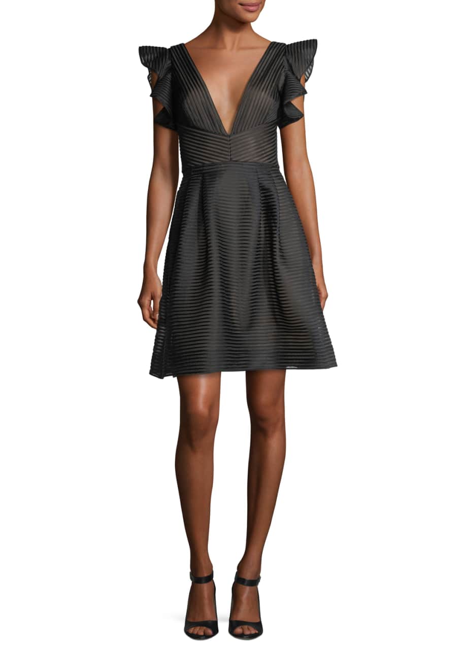 Marchesa notte flutter sleeve cocktail deals dress