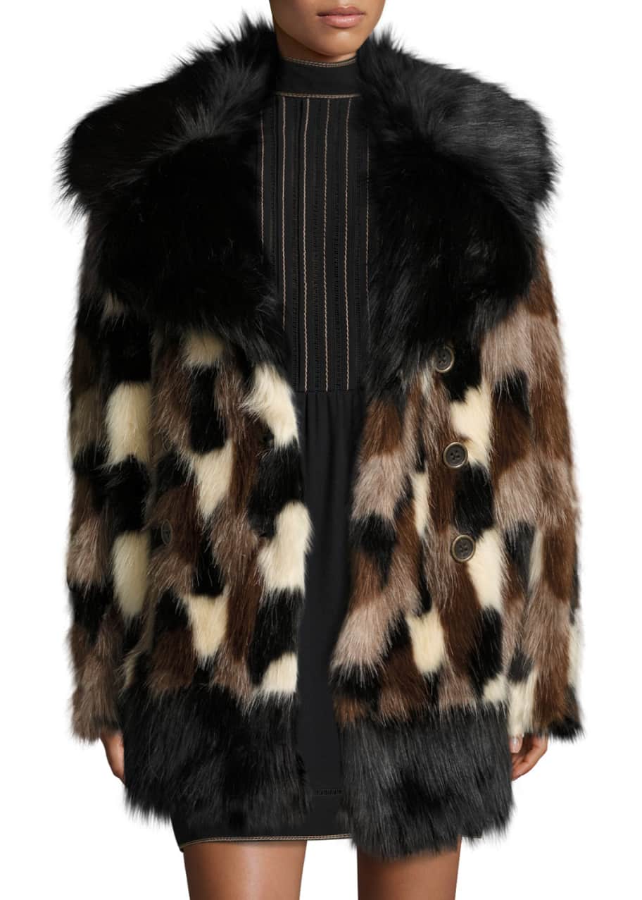 Patchwork faux fur jacket clearance