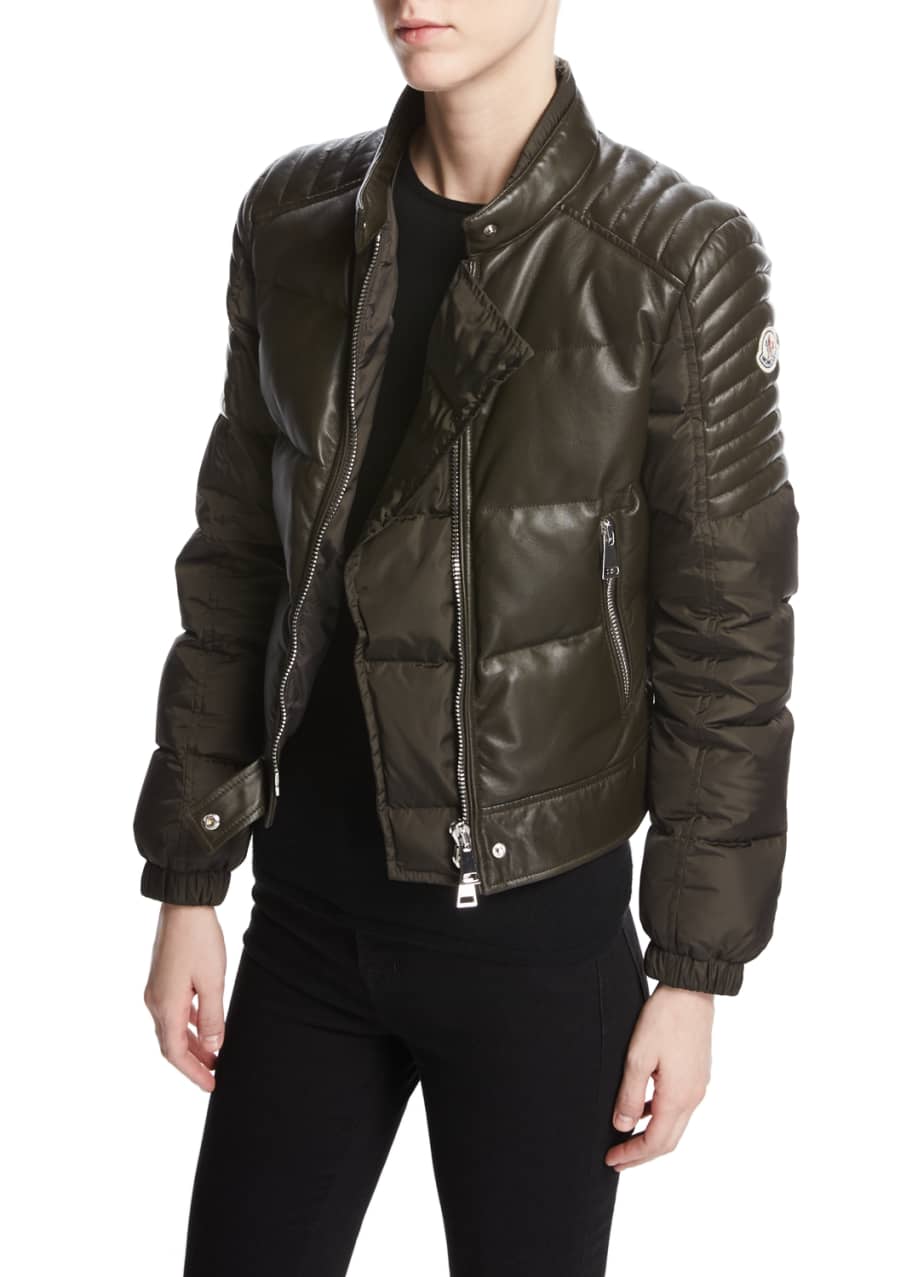 Moncler leather coat on sale
