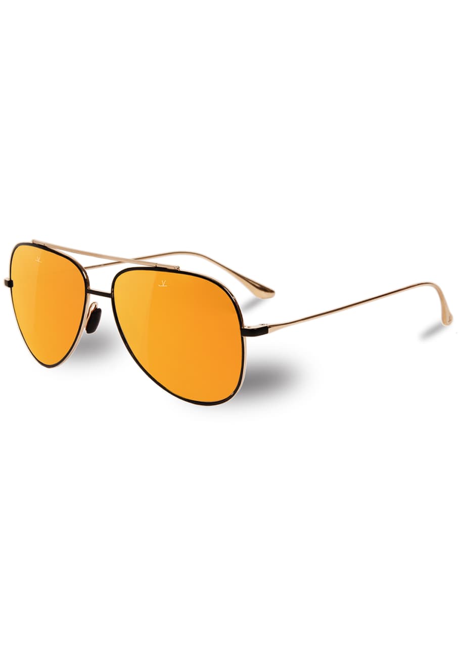 Image 1 of 1: Swing Titanium Pilot Sunglasses, Gold/Black