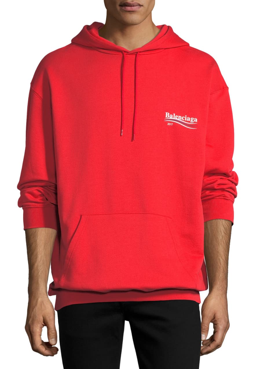 Balenciaga Campaign Logo Hoodie Sweatshirt, Red - Bergdorf Goodman