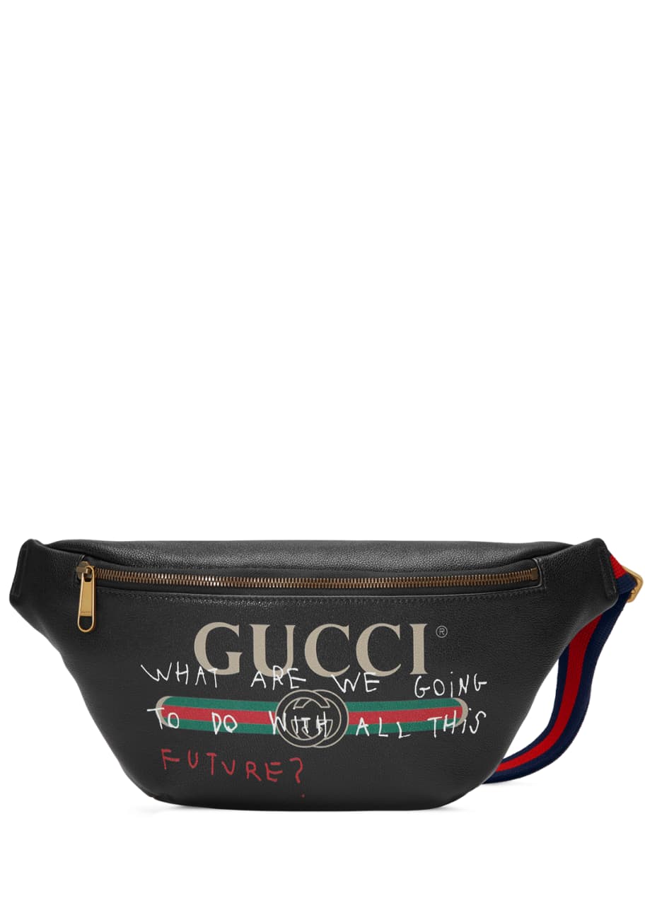 Gucci Gucci-Print Leather Belt Bag, Black - Bergdorf Goodman