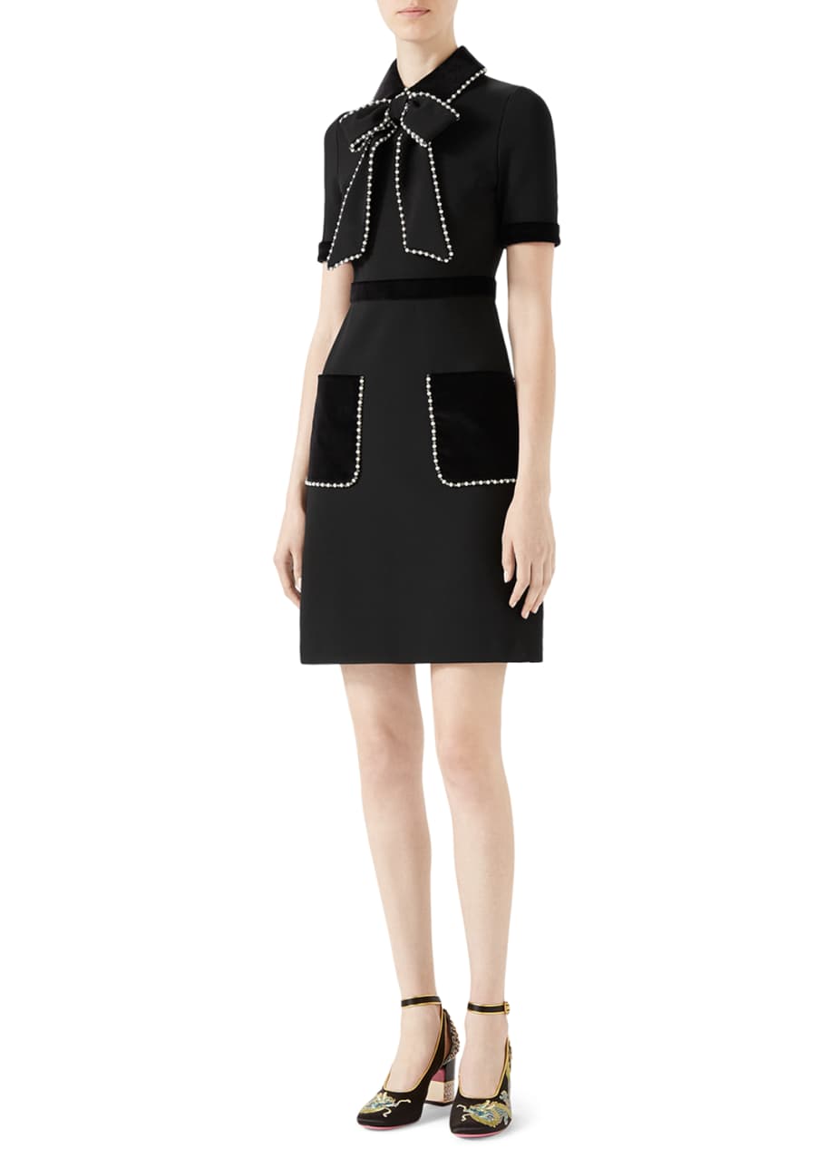 Gucci Viscose Jersey Dress with Pearls Crystals Bergdorf Goodman