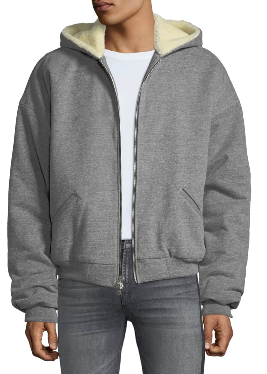 Men s Heathered Terry Zip Front Alpaca Hoodie