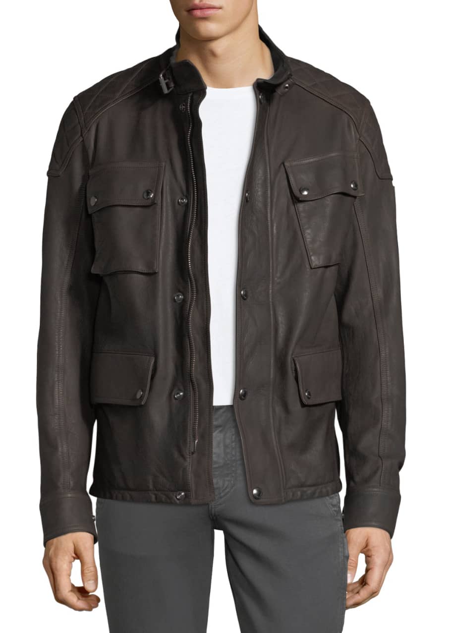 Belstaff Woodbridge Leather Utility Jacket - Bergdorf Goodman