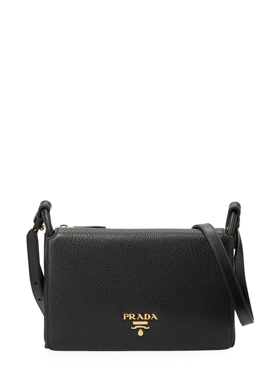 Prada Vitello Daino Flap Logo Crossbody Bag - Handbag | Pre-owned & Certified | used Second Hand | Unisex