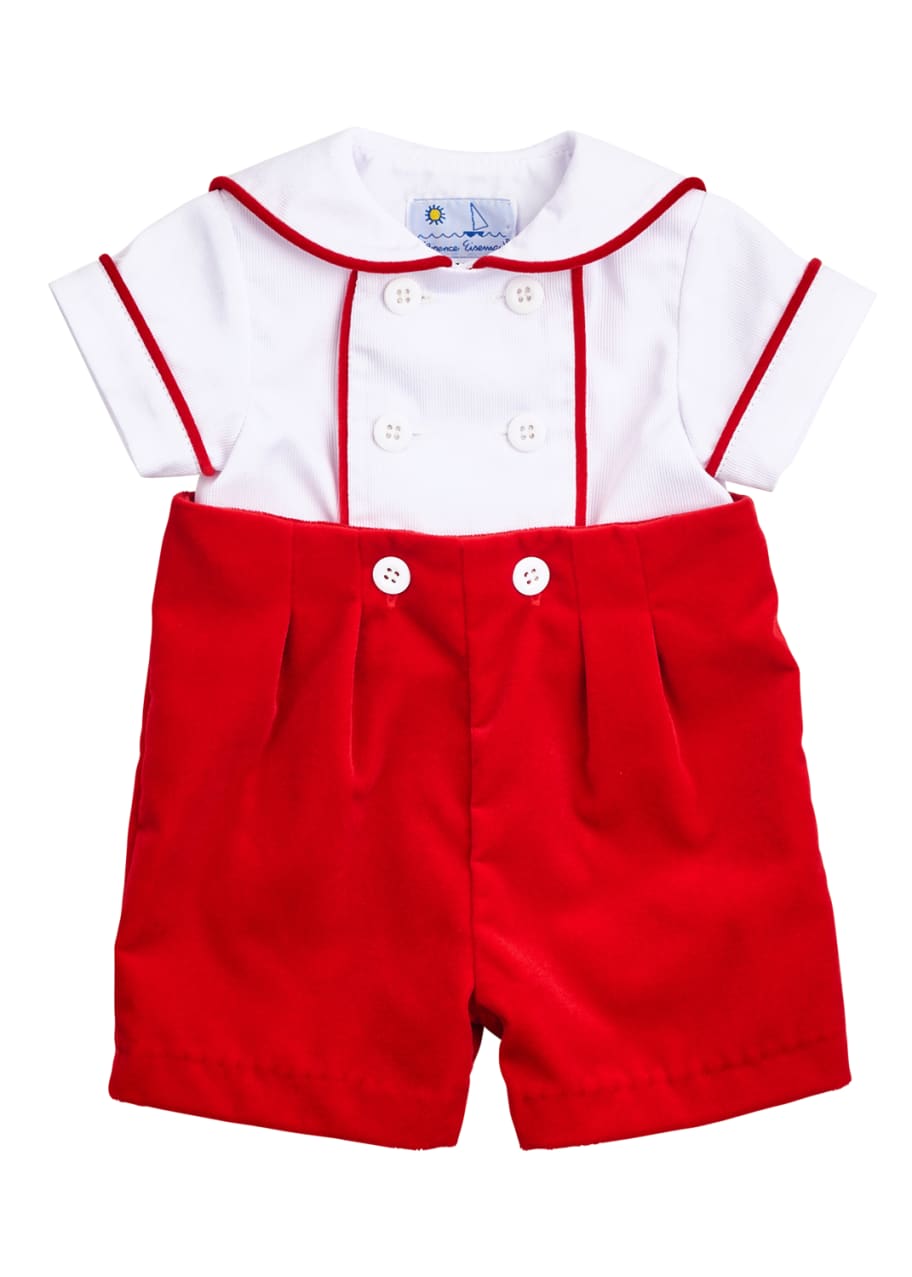 Image 1 of 1: Two-Tone Twill Shirt w/ Shorts, Size 3-18 Months