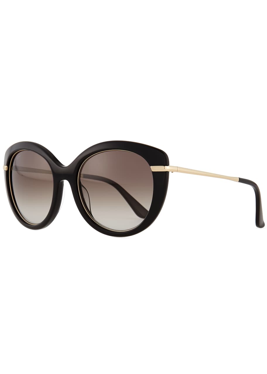 Salvatore Ferragamo Butterfly Sunglasses with Golden Detail Black