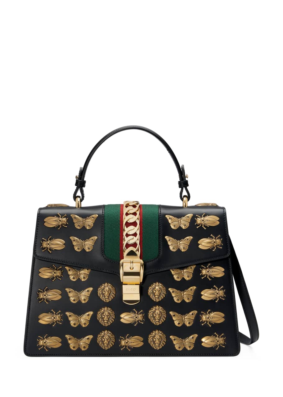 Gucci Sylvie Medium Top Handle Satchel Bag with Insect