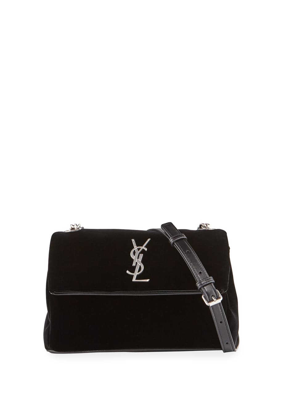Saint Laurent West Hollywood Monogram Small Velvet Shoulder Bag
