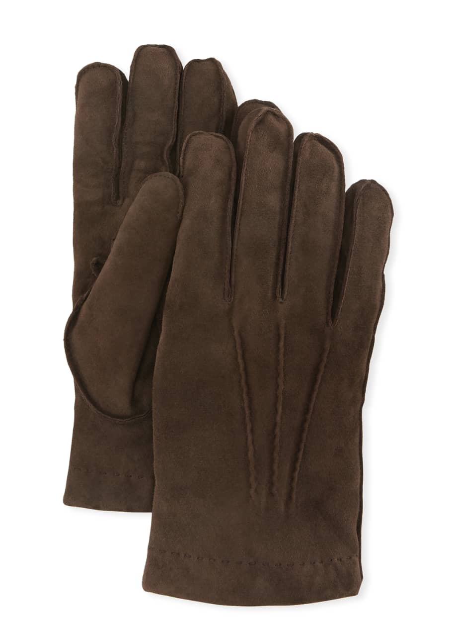 Image 1 of 1: Cashmere-Lined Suede Gloves