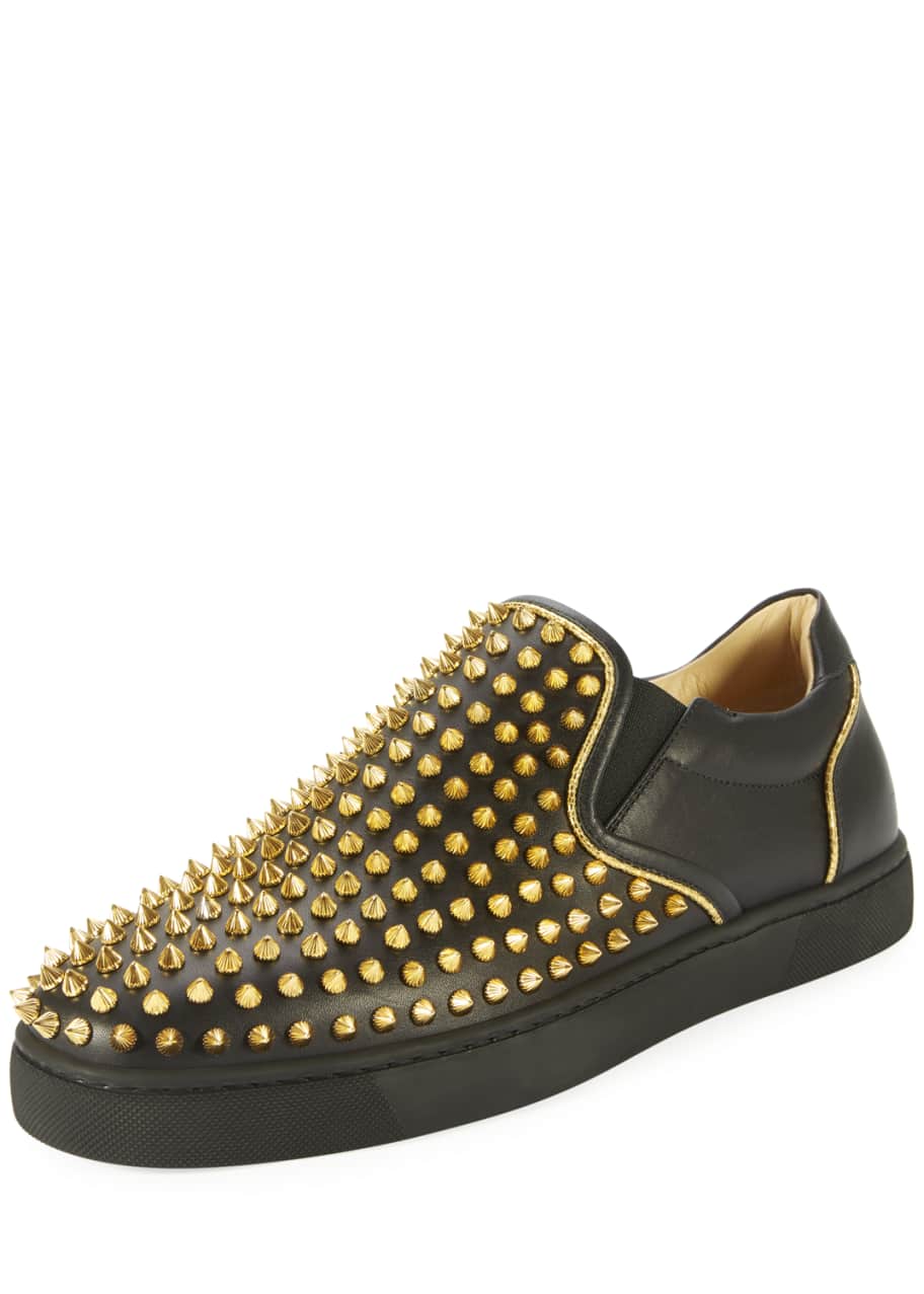 AUTH CHRISTIAN LOUBOUTIN MEN ORANGE SUEDE SPIKES 41.5 ROLLER BOAT SLIP ON  FLATS