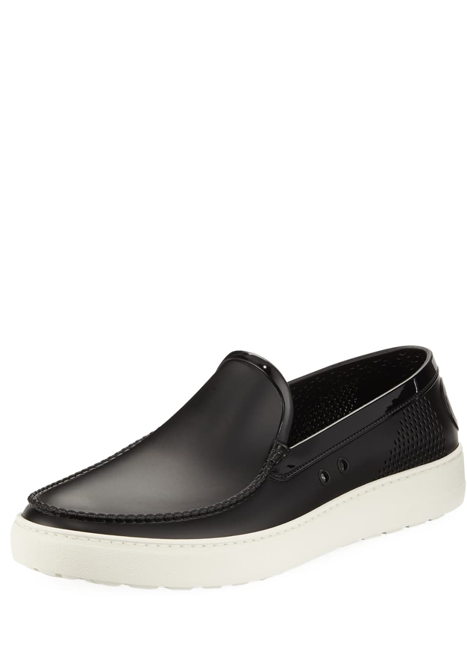 Salvatore ferragamo men's perforated grommet boat shoe Clearance