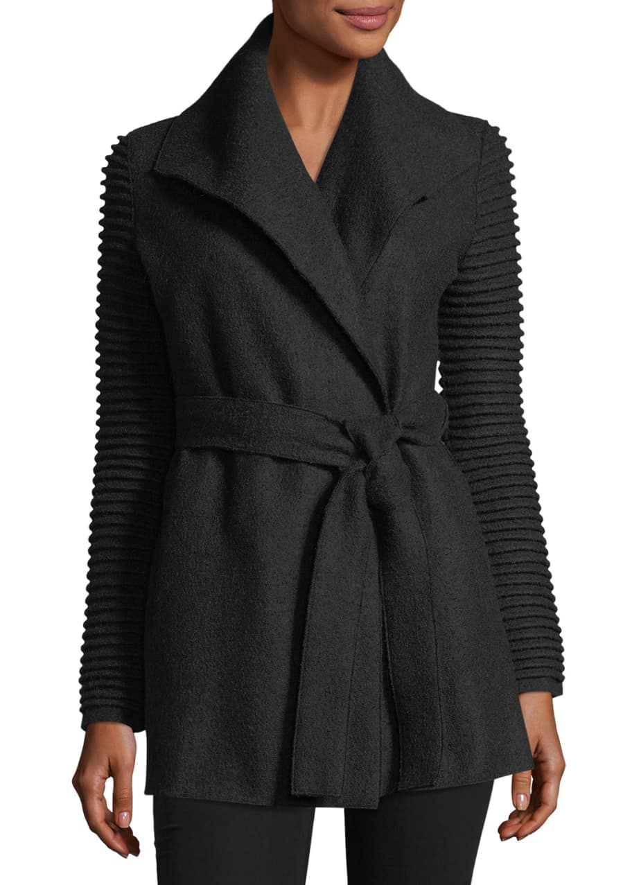 Sentaler Alpaca-Wool Wrap Coat w/ Ribbed Sleeves - Bergdorf Goodman