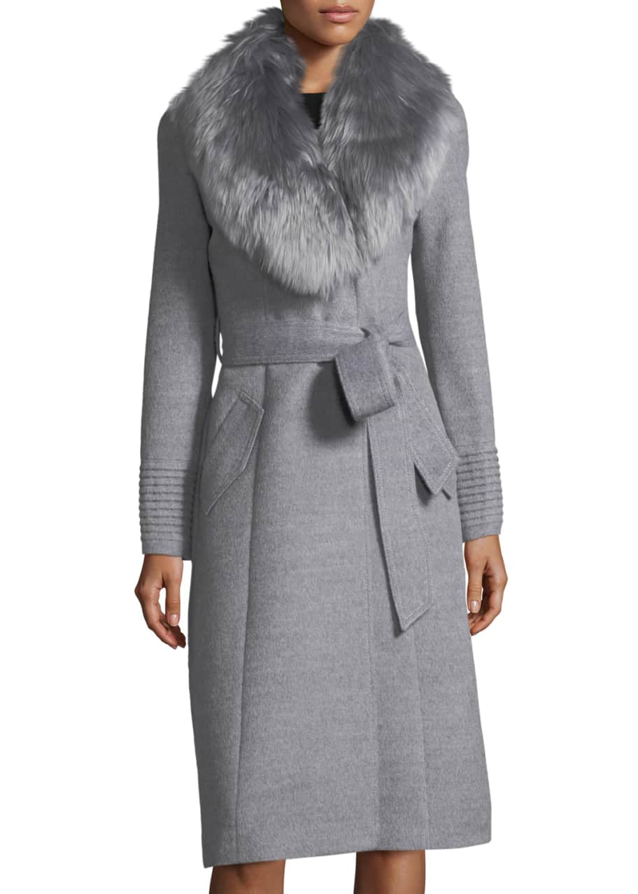 Sentaler Belted Long Coat w/ Fur Collar - Bergdorf Goodman