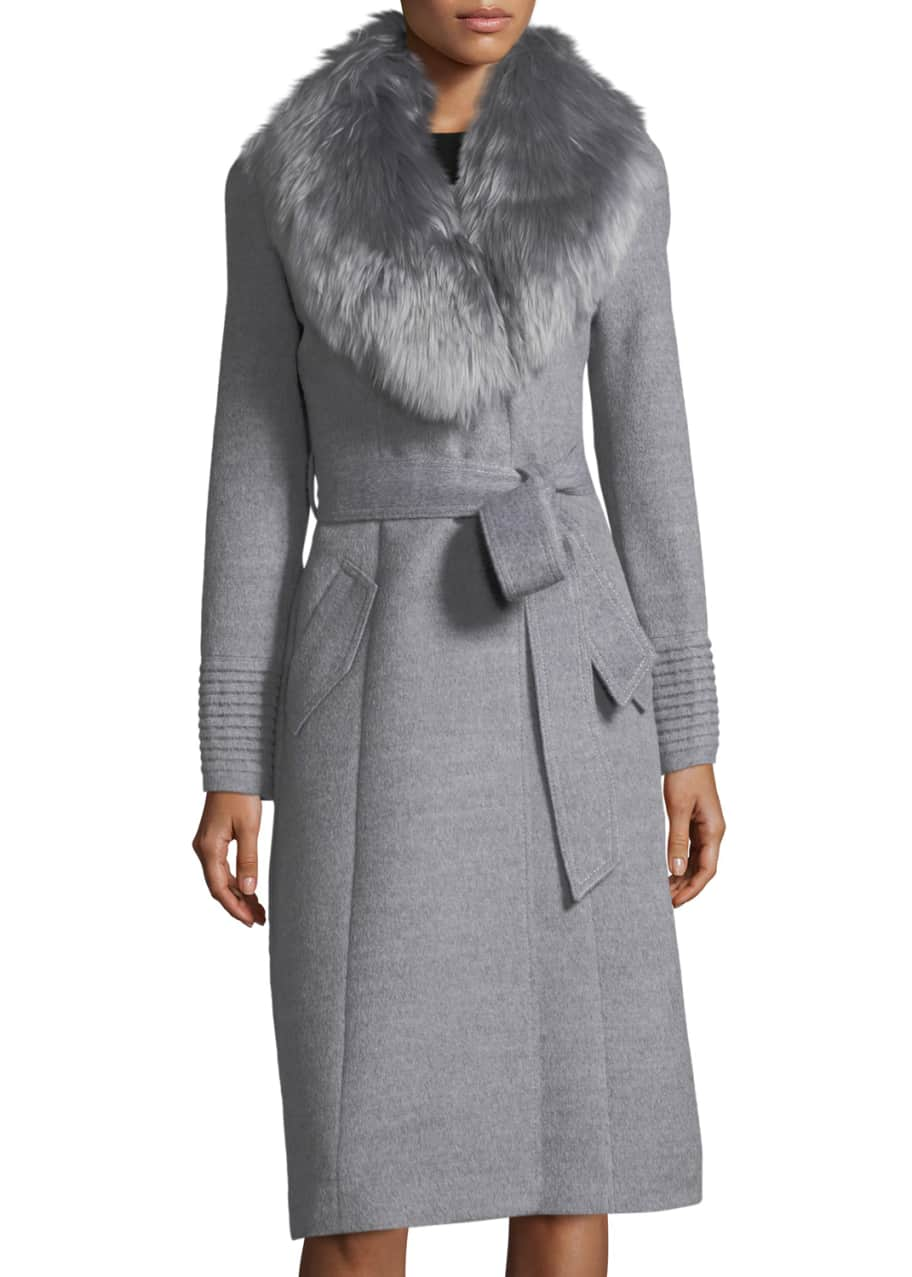 Sentaler Baby Alpaca Belted Long Coat w/ Fur Collar - Bergdorf Goodman