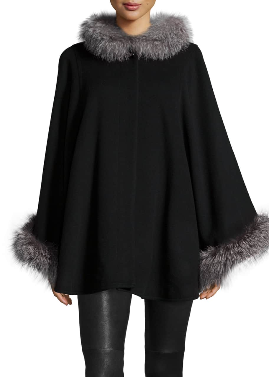Sofia Cashmere FurTrim WoolBlend Cape Bergdorf Goodman