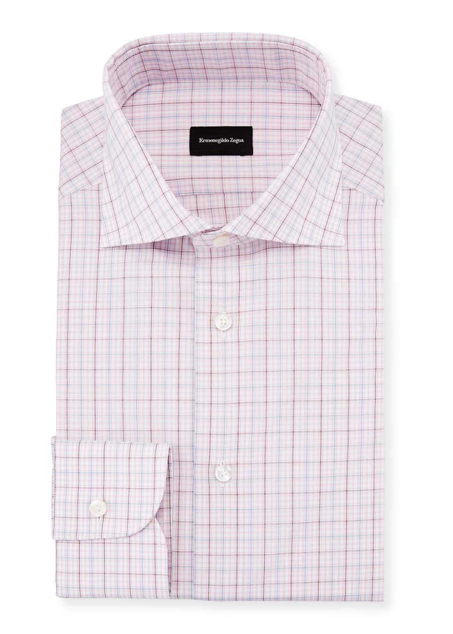 Image 1 of 1: Multi-Check Dress Shirt, Pink