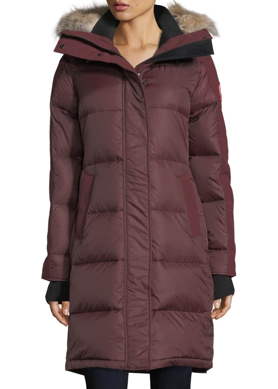 Image 1 of 1: Rowley Hooded Quilted Parka Jacket w/ Fur Trim