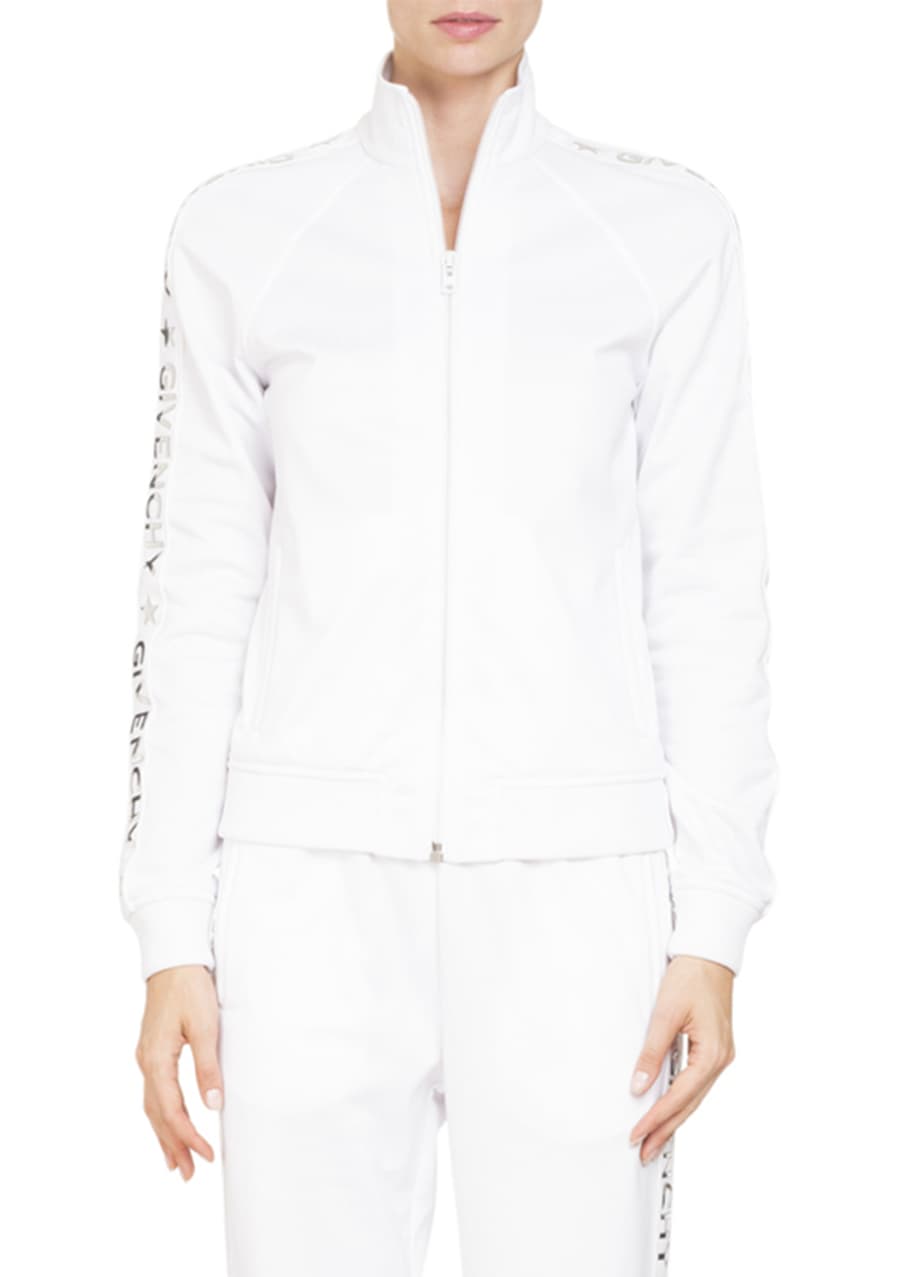 Givenchy Zip-Front Logo Sleeve Neoprene Track Jacket - Bergdorf Goodman