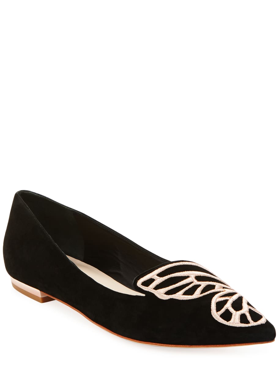 Sophia webster bibi butterfly embroidered suede flats 2025