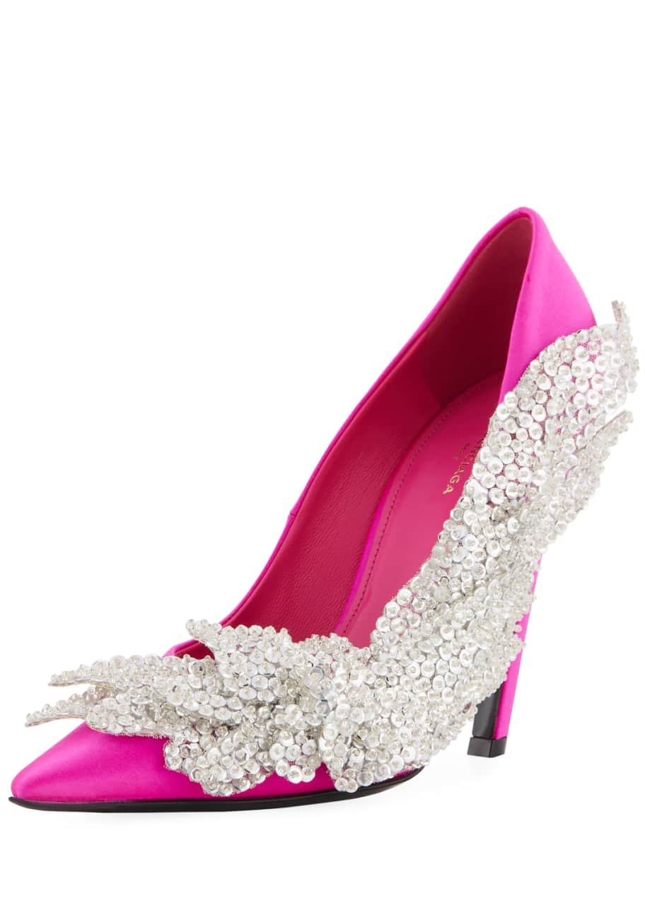 Balenciaga Crystal-Embellished Satin Pumps - Bergdorf Goodman